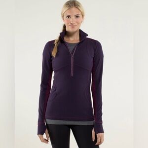 LULULEMON Star Runner Pullover 2 Hyper Stripe Plum Knit Zip Up Run Sweater Top